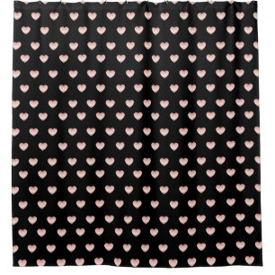 Precious Rose Gold Coloured Shiny Heart Pattern Shower Curtain