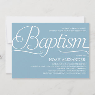 Precious Script Baptism Invitation - Blue