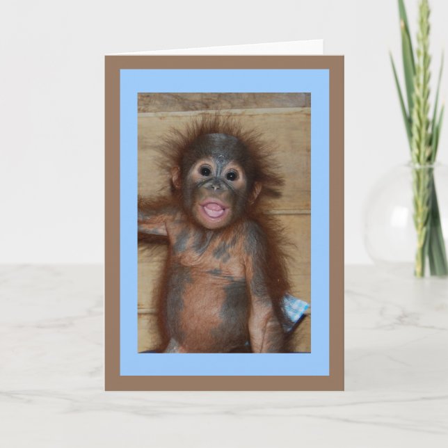 Precious Smiling Baby Orangutan Card (Front)