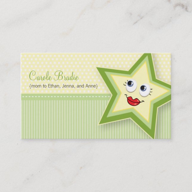 Precious Star Mummy Card Baby Green Business Card (Front)