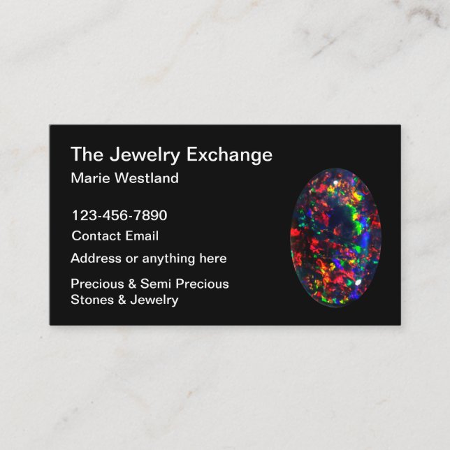 Precious Stone Jeweller Jewellery Theme Business C Card (Front)