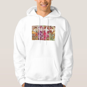 Precious Stones and Flowers, Alphonse Mucha Hoodie