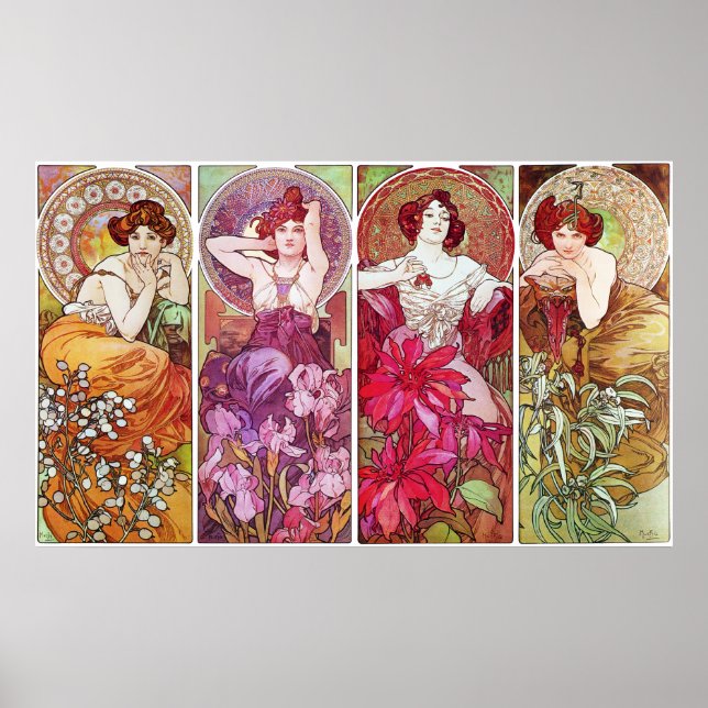 Precious Stones and Flowers, Alphonse Mucha Poster (Front)