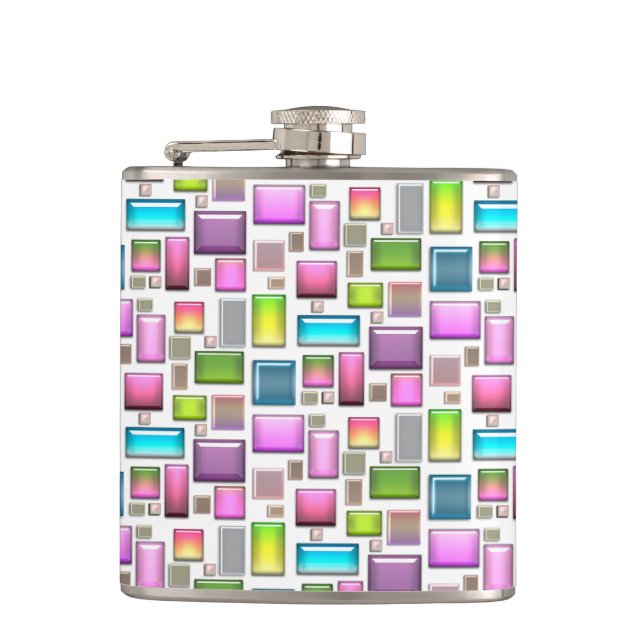 Precious stones and mother of pearl  hip flask (Front)