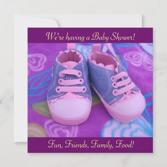 Precious Sweet Baby Shower Invitations Pink Shoes (Front)