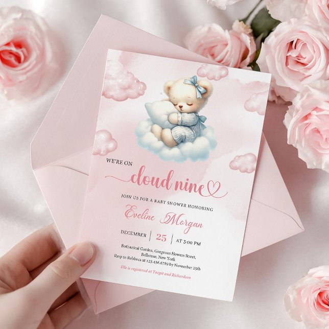 Precious Teddy Bear Baby Shower Invite Cloud Nine (Precious Teddy Bear Baby Shower Invite Cloud Nine)