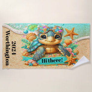 Precious Turtle Theme  Beach Towel