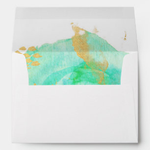 Precious Watercolor Envelope Blue Gold Lined