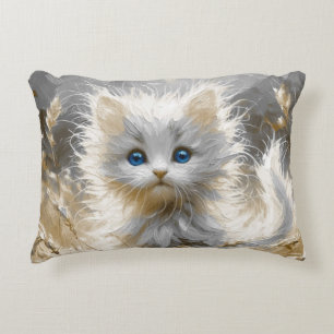 Precious White Kitten  Decorative Cushion