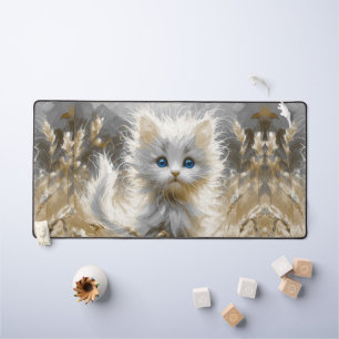 Precious White Kitten Desk Mat