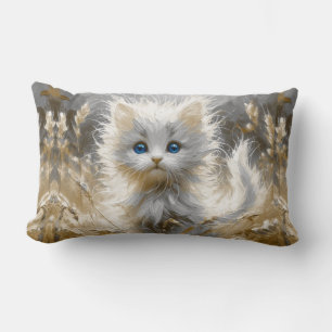 Precious White Kitten  Lumbar Cushion