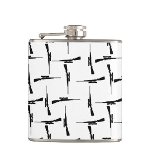 Precision Pursuit: Hunting Motif Black and White P Hip Flask