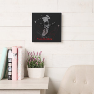 Precision Wins Quietly Golf Typography Motivationa Square Wall Clock