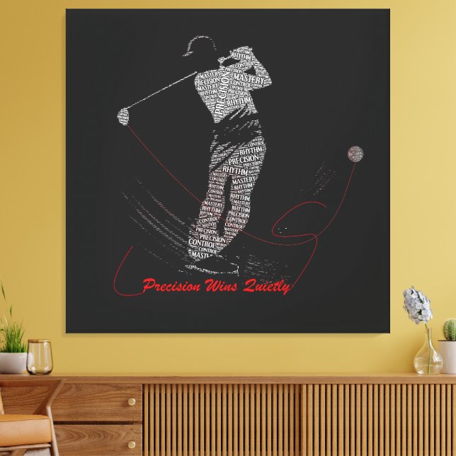 Precision Wins Quietly Golf Word Art Canvas Print (Insitu(LivingRoom))