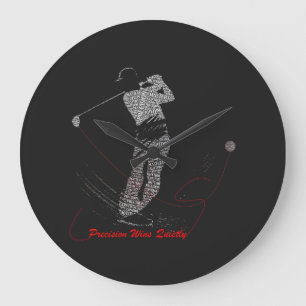Precision Wins Quietly Golf Word Art Large Clock
