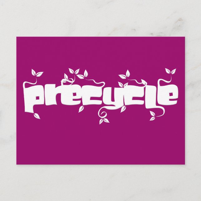 Precycle Postcard in White Leaf Lettering (Front)