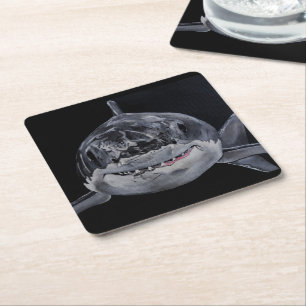Predator of the Sea Painting by Alfred Fox Square Paper Coaster