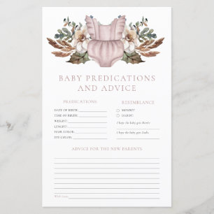 Predications and Advice Cute Boho Baby Shower Game
