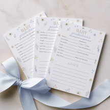 Prediction Advice Baby Shower Game Blue Wildflower