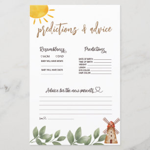 Predictions & Advice Baby Shower Farm Themed Card