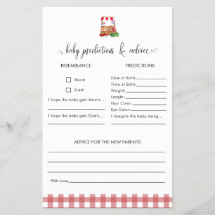 Predictions Advice Game Locally Grown Baby Shower Flyer