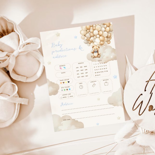 Predictions Advice Teddy Bear Baby Shower Game Invitation (Creator Uploaded)