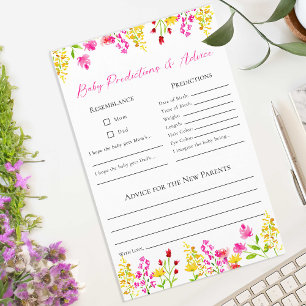 Predictions & Advice Wildflowers Baby Shower Game