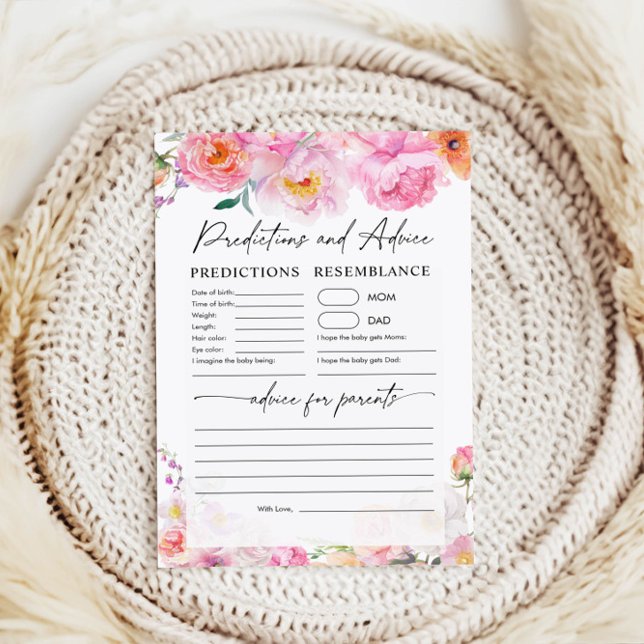 Predictions and Advice card | Baby Shower game  (Creator Uploaded)