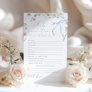 Predictions for baby Floral Blue Bow baby shower