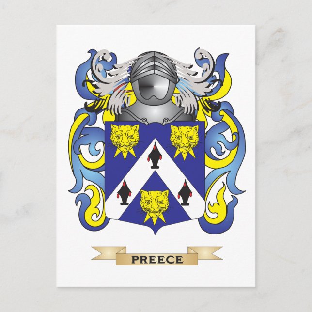 Preece Coat of Arms (Family Crest) Postcard (Front)