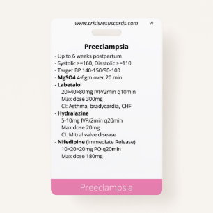 Preeclampsia & Postpartum haemorrhage/neonate ID Badge