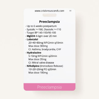 Preeclampsia & Postpartum haemorrhage/neonate ID Badge