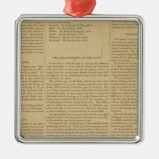 Preface Atlas of the state of Maine Metal Tree Decoration (Front)