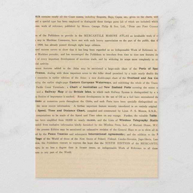 Preface New mercantile marine atlas Postcard (Front)