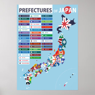 Prefecture Flag Map of Japan Poster