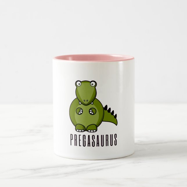 Pregasaurus | Funny Gift for Pregnancy Two-Tone Coffee Mug (Center)