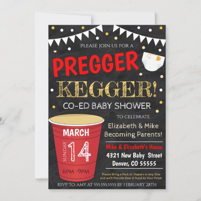 Pregger Kegger Baby Shower Invitation (Front)