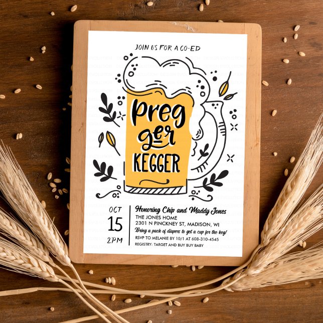 Pregger Kegger Beer Baby Shower Invitation (Creator Uploaded)