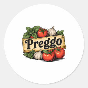 Preggo Costume Pregnancy Announcement Preggo Pasta Classic Round Sticker