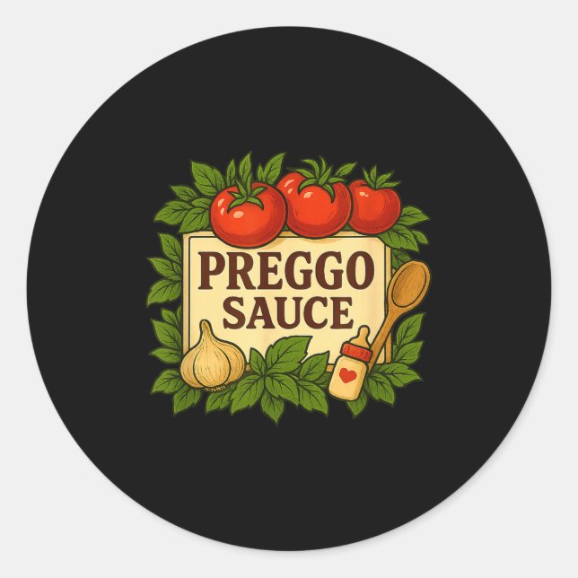 Preggo Sauce Costume Funny Pregnancy Announcement  Classic Round Sticker (Front)
