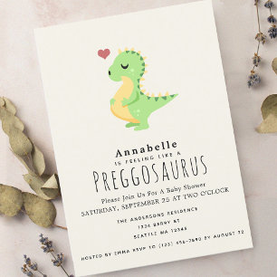 Preggosaurus Cute Dinosaur Baby shower Invitation