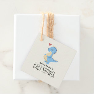 Preggosaurus Cute Dinosaur Boy Baby Shower Favour Tags