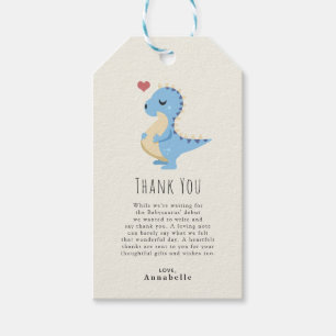 Preggosaurus Dinosaur Boy Baby Shower Thank You  Gift Tags
