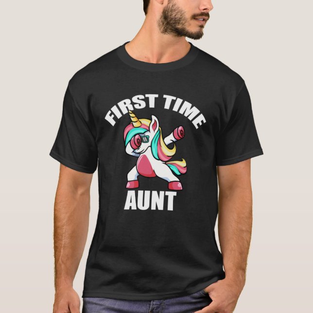 Pregnancy Announcemen  Dabbing Unicorn 1st Time Au T-Shirt (Front)