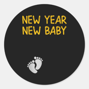 Pregnancy Announcemen - New Year New Baby  Classic Round Sticker