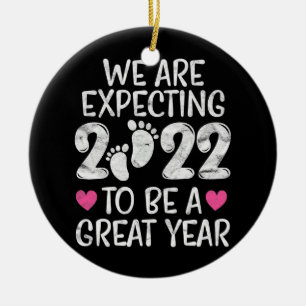 Pregnancy Announcement 2022 Mom Dad to be Baby Ceramic Tree Decoration