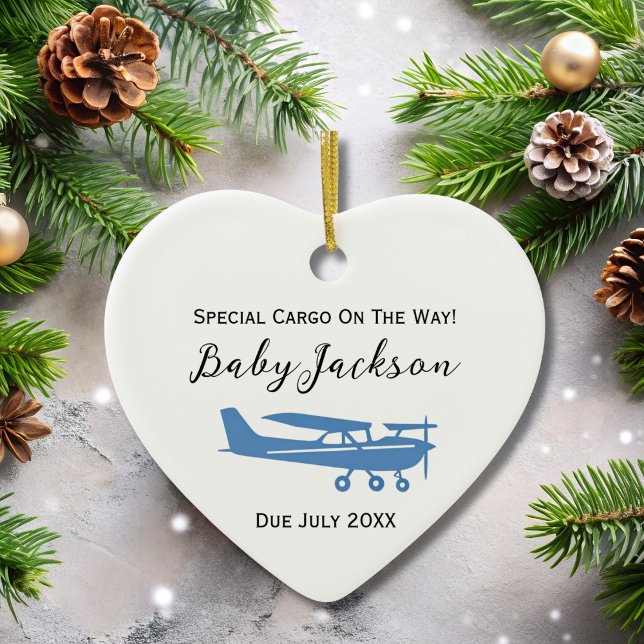 Pregnancy Announcement Baby Photo Cessna Christmas Ceramic Tree Decoration (Creator Uploaded)
