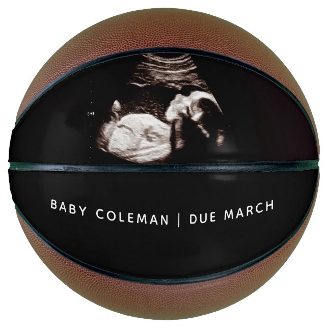 Pregnancy Announcement Baby Sonogram Photo Basketball (Front)