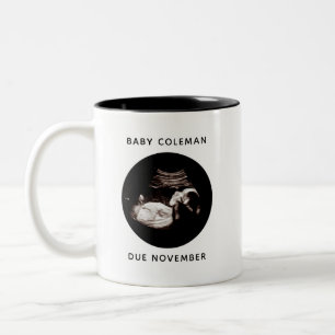 Pregnancy Announcement Baby Sonogram Photo Two-Tone Coffee Mug