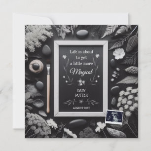 Pregnancy Announcement Black Boho Theme 